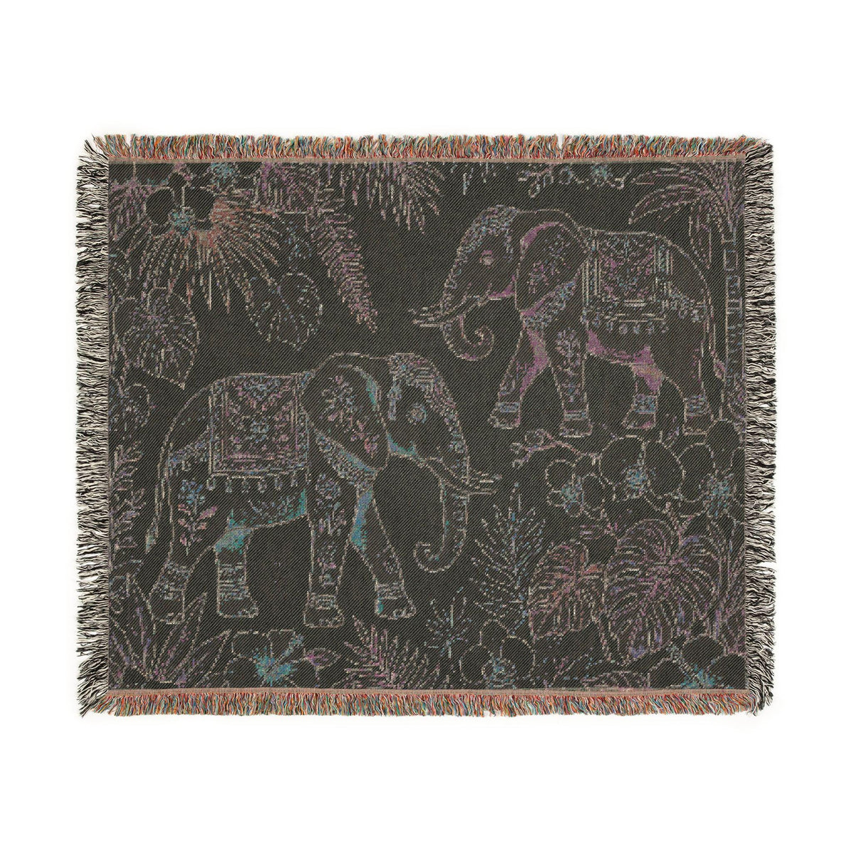 Boho Elephant Tapestry Woven Blanket | Jungle Safari Throw