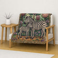 Zebra Mother and Foal Woven Blanket | Floral Tapestry Throw