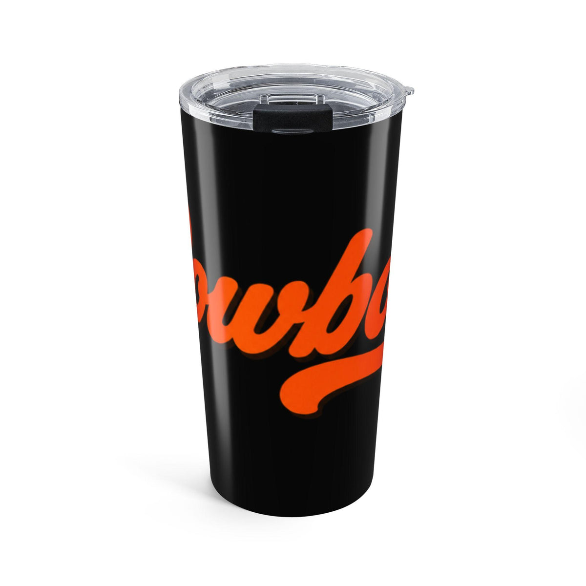 Cowboys Script Logo Tumbler 20oz | Orange and Black Team Colors