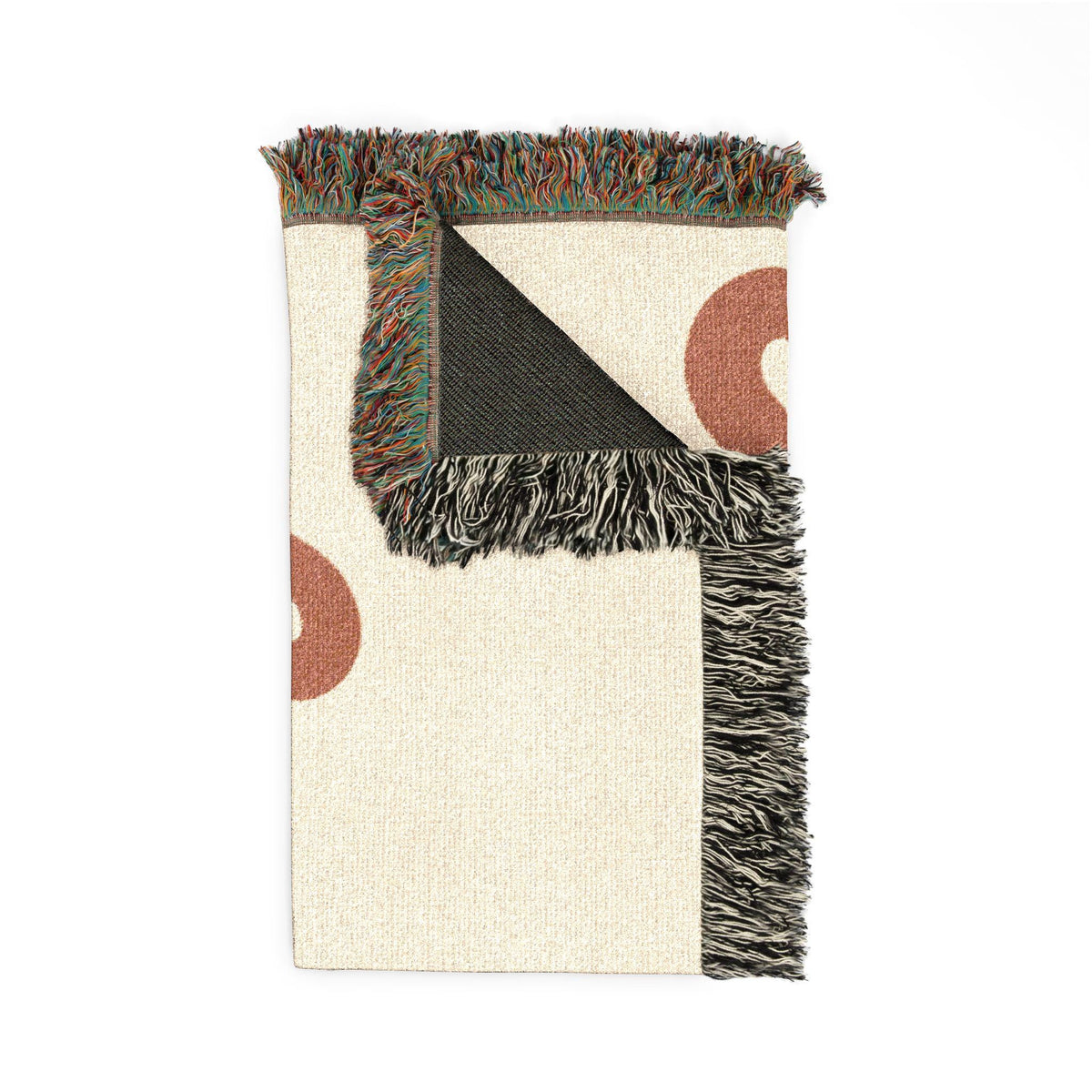 Longhorns script Woven Blanket | fringed throw, retro cowhide colors