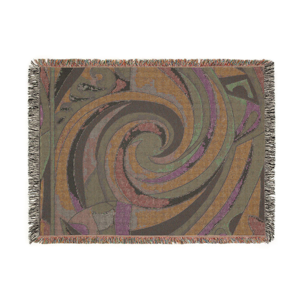 Swirling Abstract Spiral Woven Blanket | Geometric Mosaic Throw