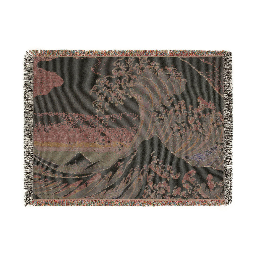 Wave Woven Blanket | Hokusai Inspired Ocean Tapestry Throw