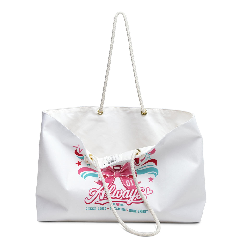 Cheer Bow Megaphone Design Weekender | Cheerleading Tote Bag, Pink Energy