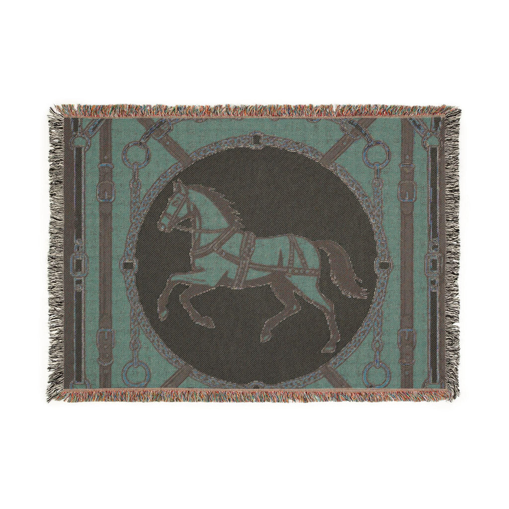 Equestrian Chic Woven Blanket | Horse Pattern Throw