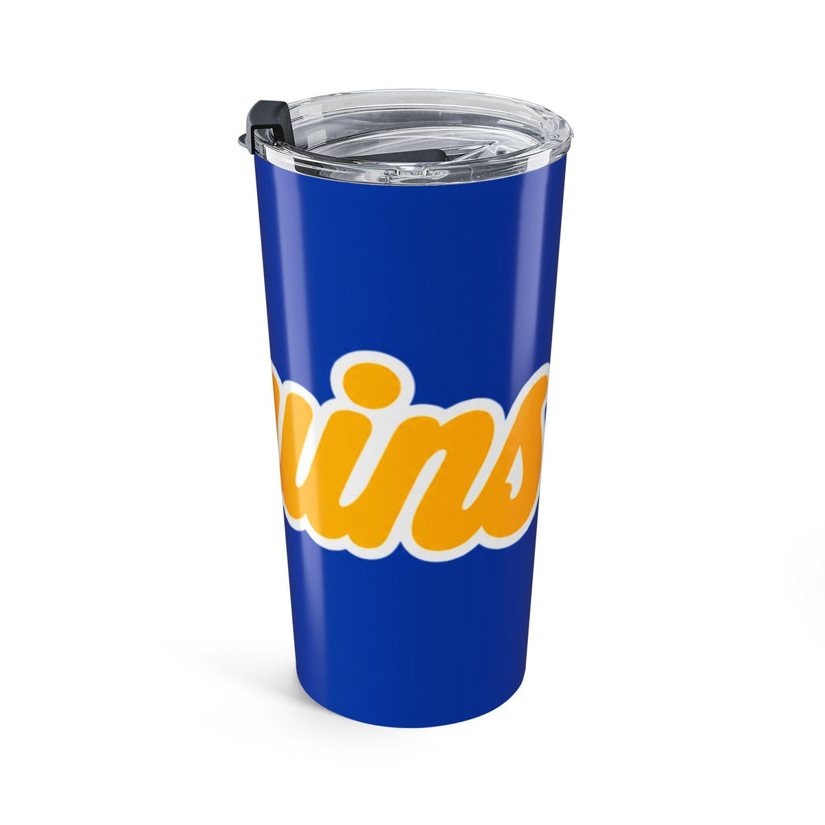 Bruins Script Logo Tumbler | 20oz Blue Yellow Stainless Travel Cup