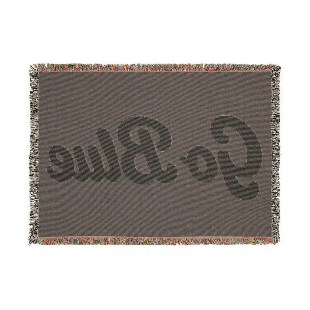 Go Blue script logo Woven Blanket | Collegiate navy and gold throw