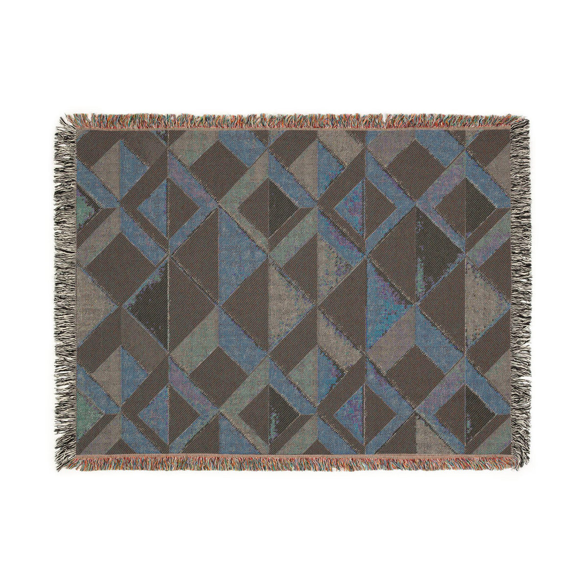 Geometric Art Deco Woven Blanket | Mid-Century Diamond Pattern Throw