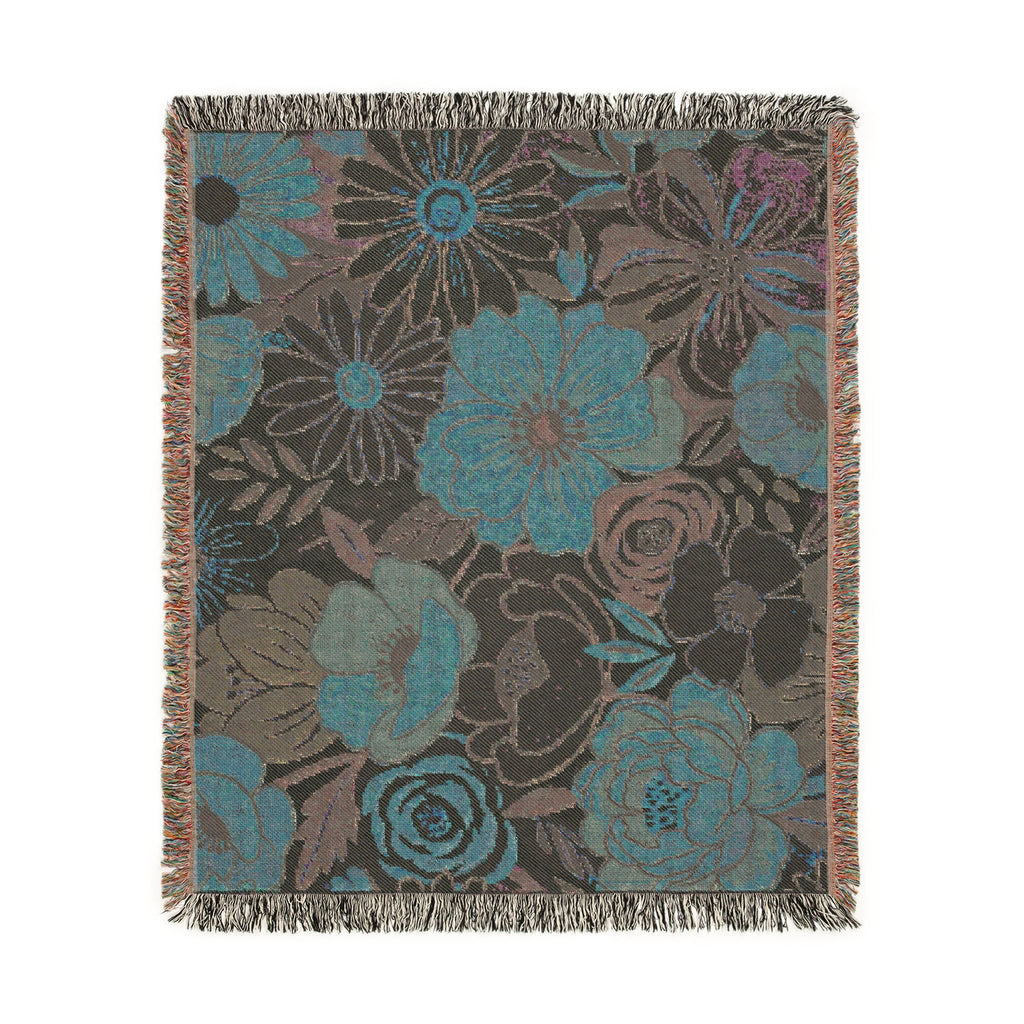 Bold Floral Print Woven Blanket | Flower Pattern Throw, Cozy Home Decor