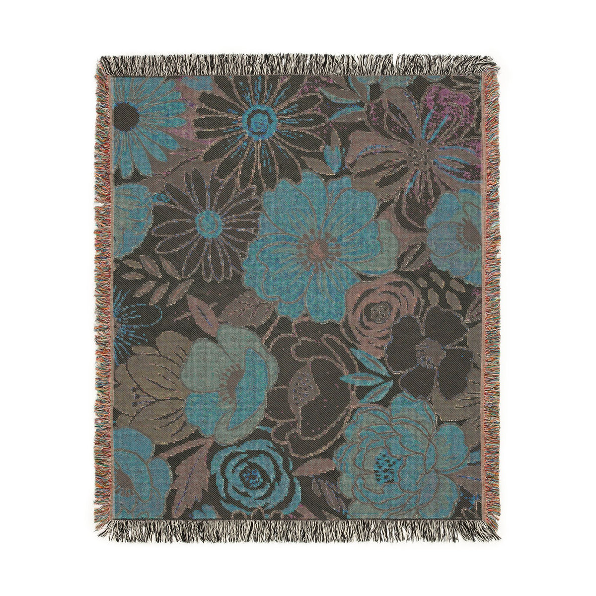 Bold Floral Print Woven Blanket | Flower Pattern Throw, Cozy Home Decor