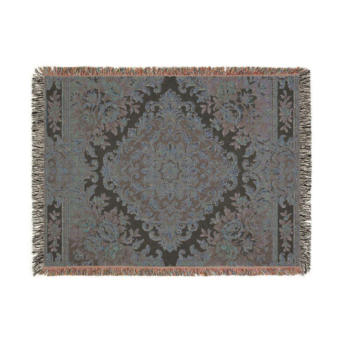 Baroque Floral Woven Blanket | Elegant Vintage Ornamental Throw