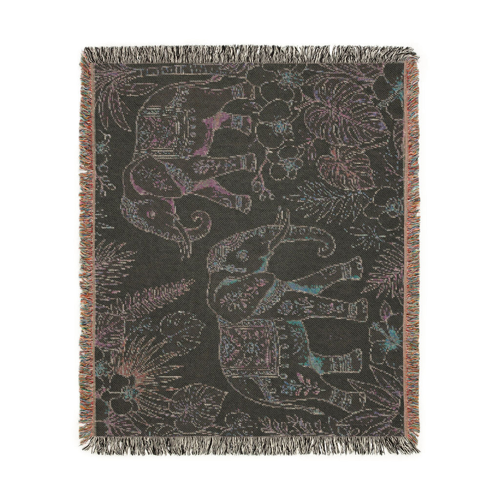 Boho Elephant Tapestry Woven Blanket | Jungle Safari Throw