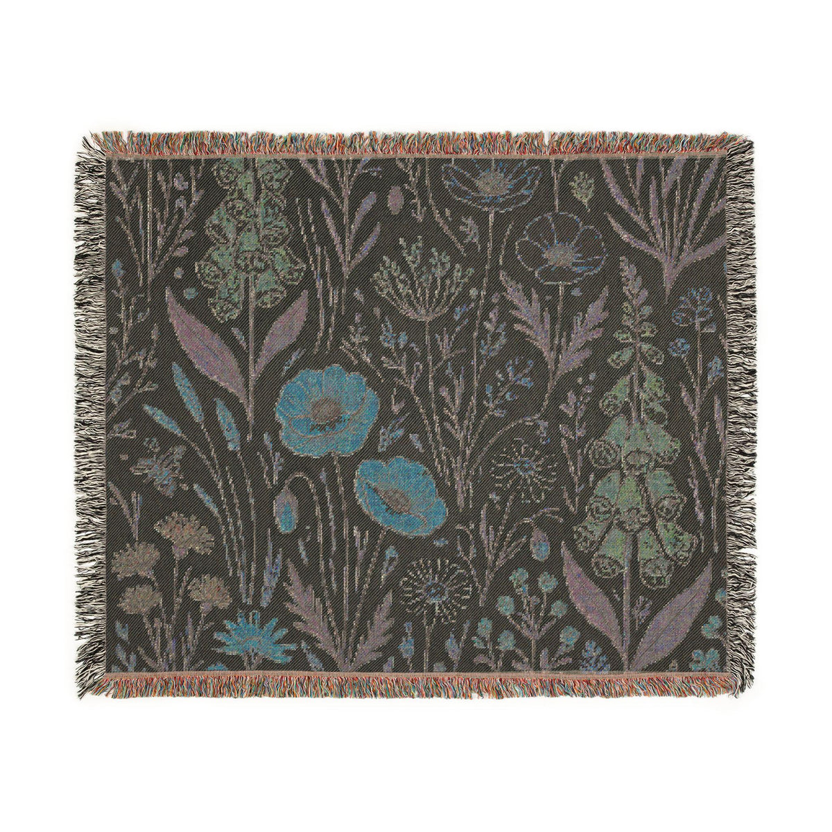 Wildflower Tapestry Woven Blanket | Floral Throw, Boho Home Decor