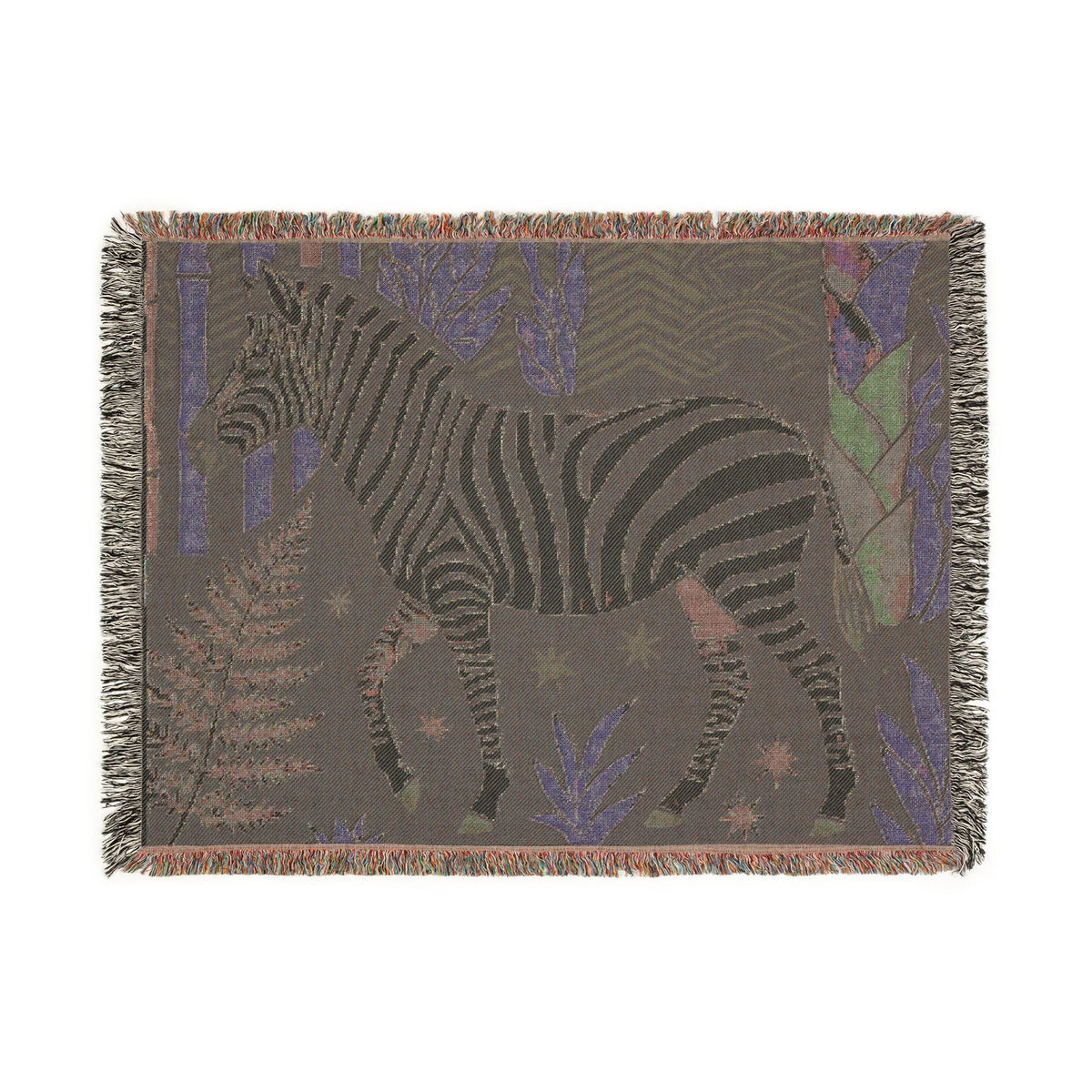 Zebra Jungle Woven Blanket | Tropical Safari Throw