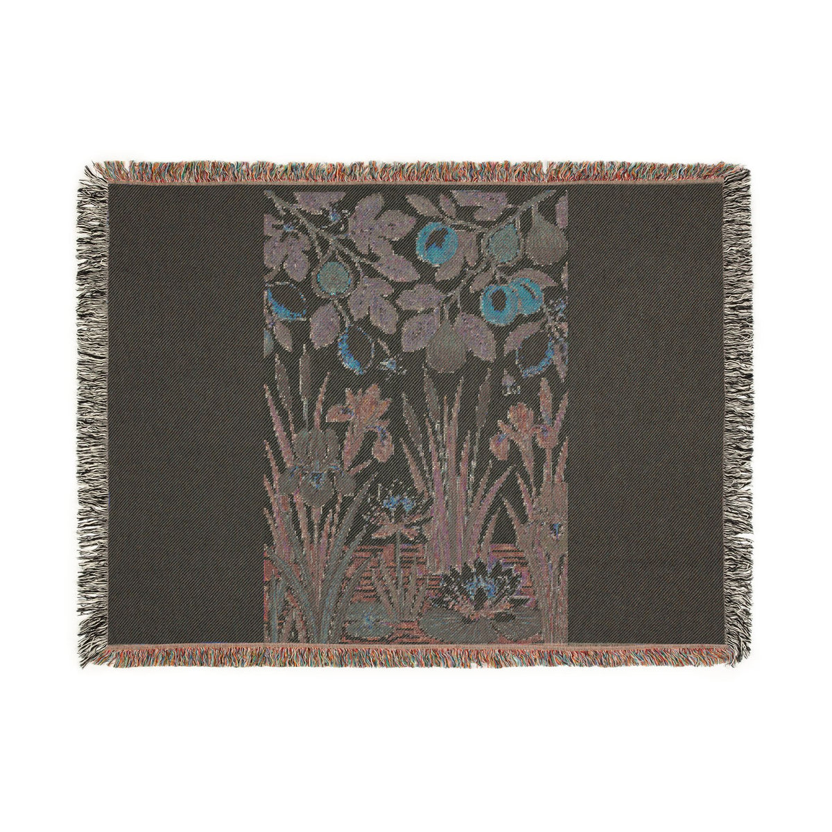 Botanical Panel Woven Blanket | Floral Fruit Tapestry Throw