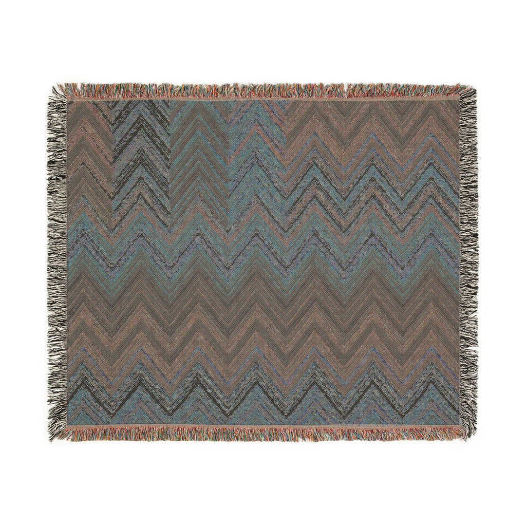Chevron Aztec Pattern Woven Blanket | Southwestern Throw, Fringe Edge