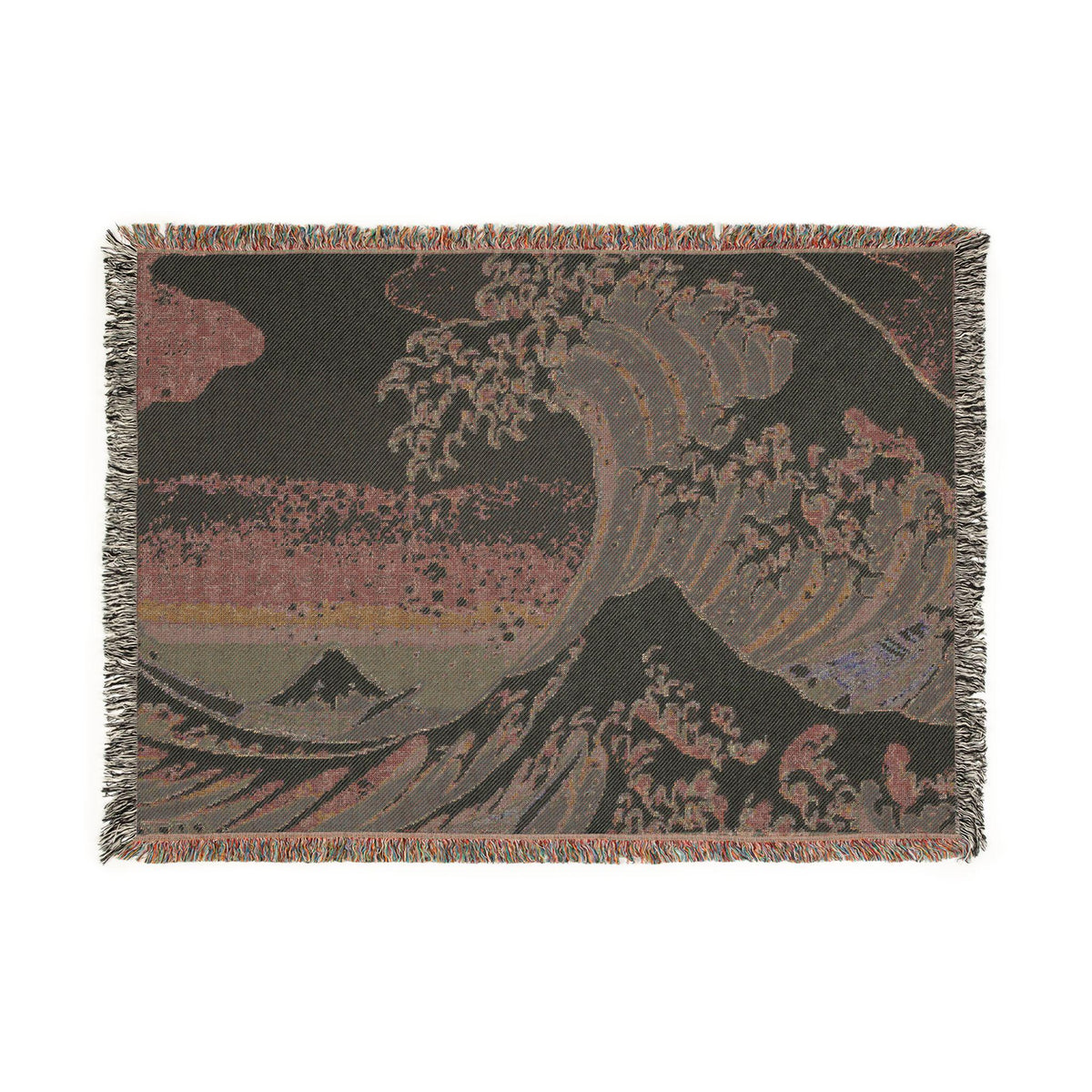 Wave Woven Blanket | Hokusai Inspired Ocean Tapestry Throw