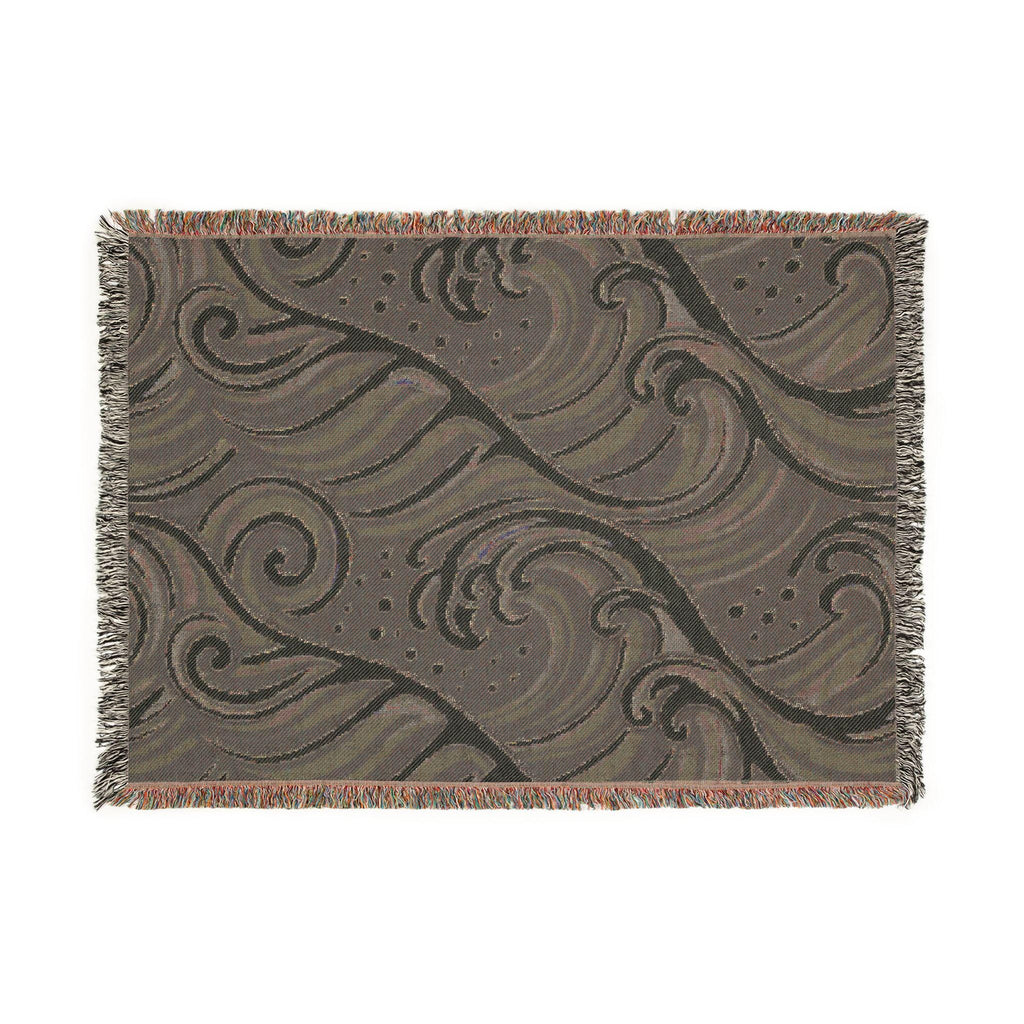 Ocean Wave Pattern Woven Blanket | Nautical Blue Throw