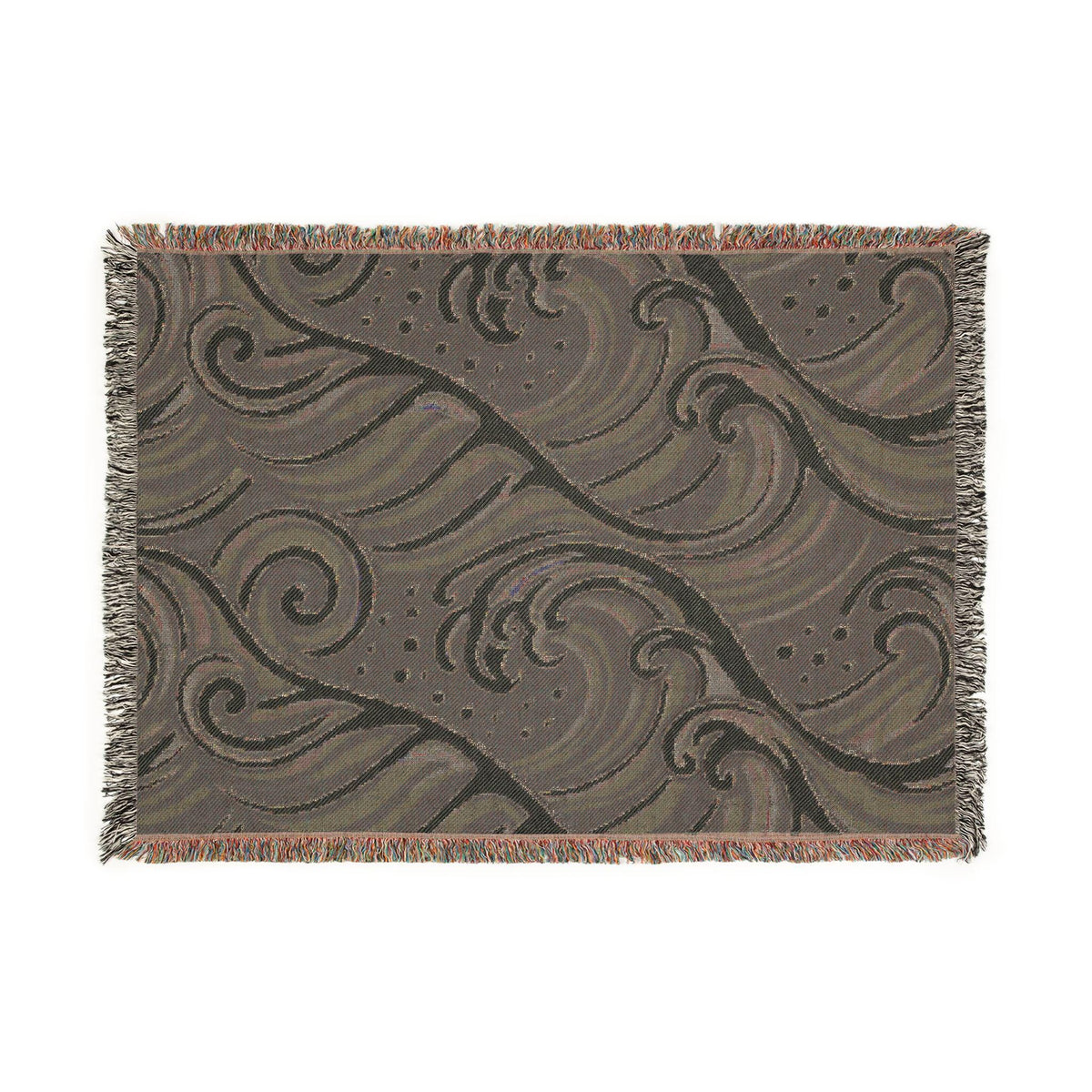 Ocean Wave Pattern Woven Blanket | Nautical Blue Throw
