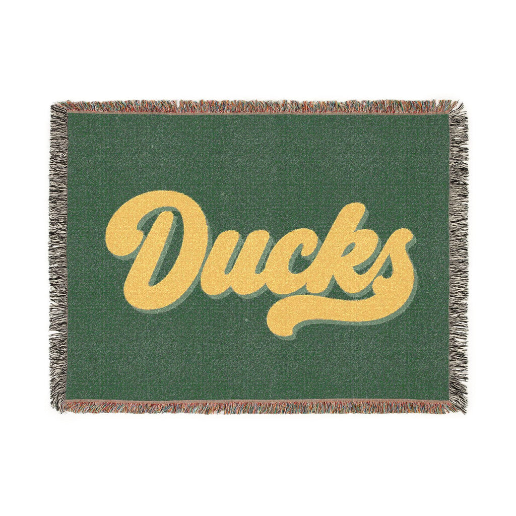 Ducks script logo Woven Blanket | collegiate team throw, fringed tapestry