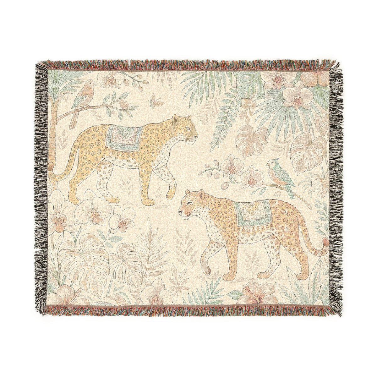 Tropical Leopard Woven Blanket I Animal Throw