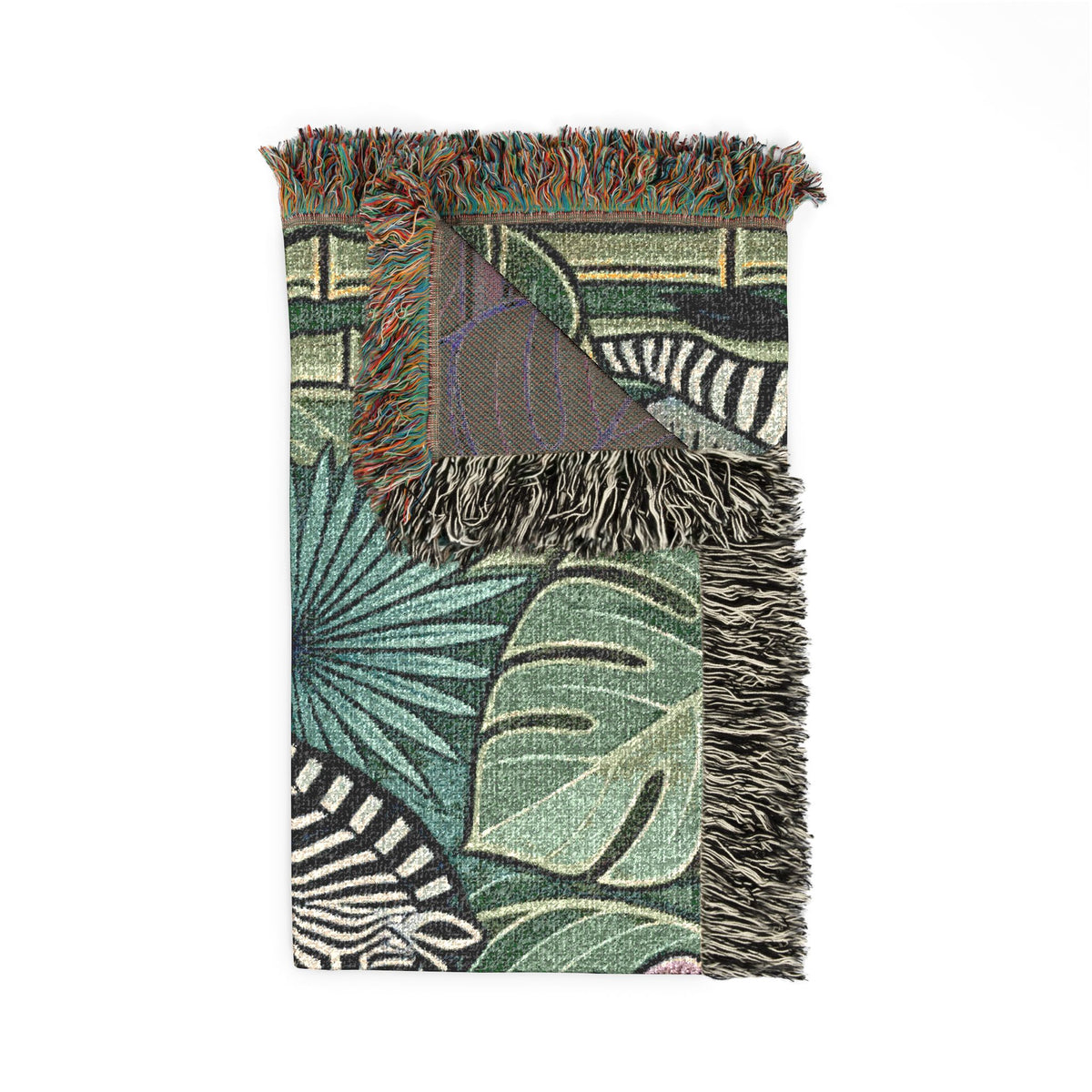 Art Deco Zebra Tapestry Woven Blanket | Jungle Palm Motif