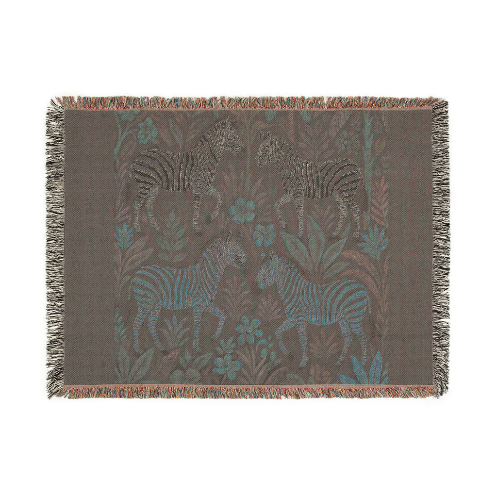 Zebra Jungle Tapestry Woven Blanket | Boho Animal Pattern