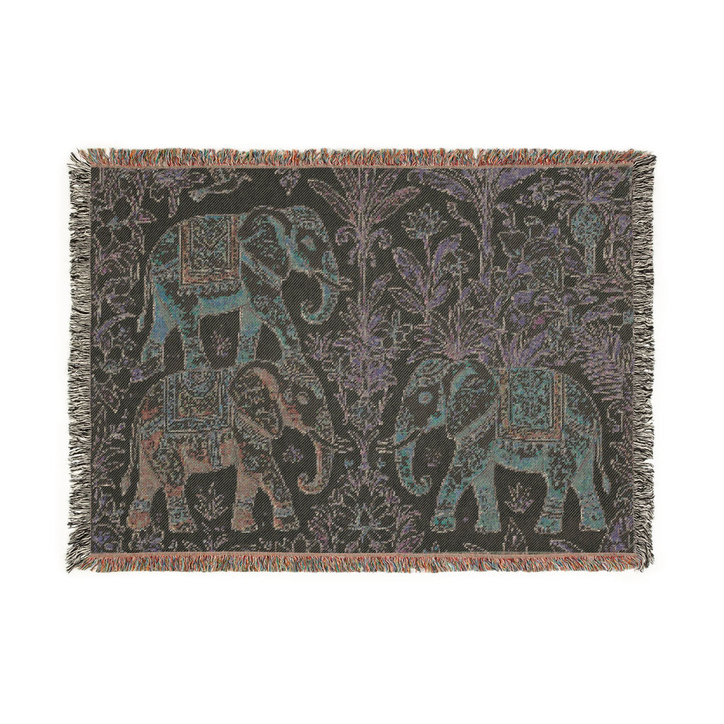 Boho Elephants Woven Blanket | Tapestry Animal Throw