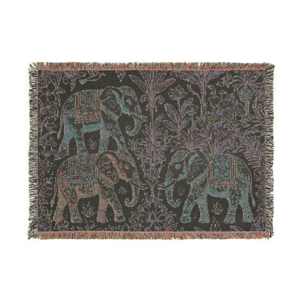 Boho Elephants Woven Blanket | Tapestry Animal Throw