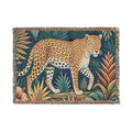 Leopard Jungle Tapestry Woven Blanket | Botanical Animal Throw