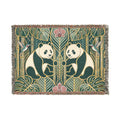 Art Nouveau Panda Woven Blanket | Bamboo Motif Throw