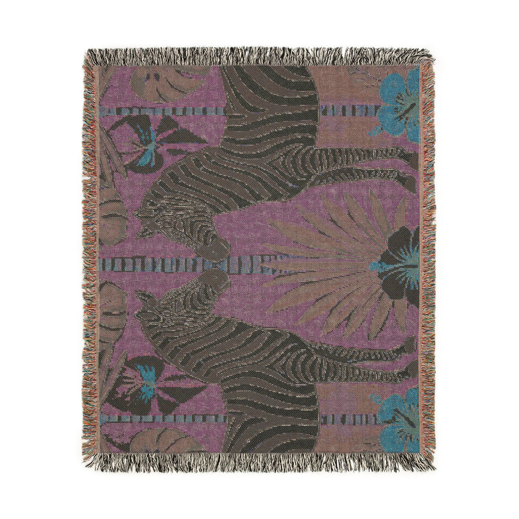 Zebra Mirror Illustration Woven Blanket | Tropical Safari Tapestry Throw