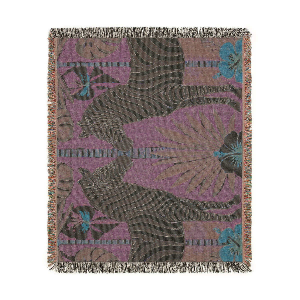 Zebra Mirror Illustration Woven Blanket | Tropical Safari Tapestry Throw