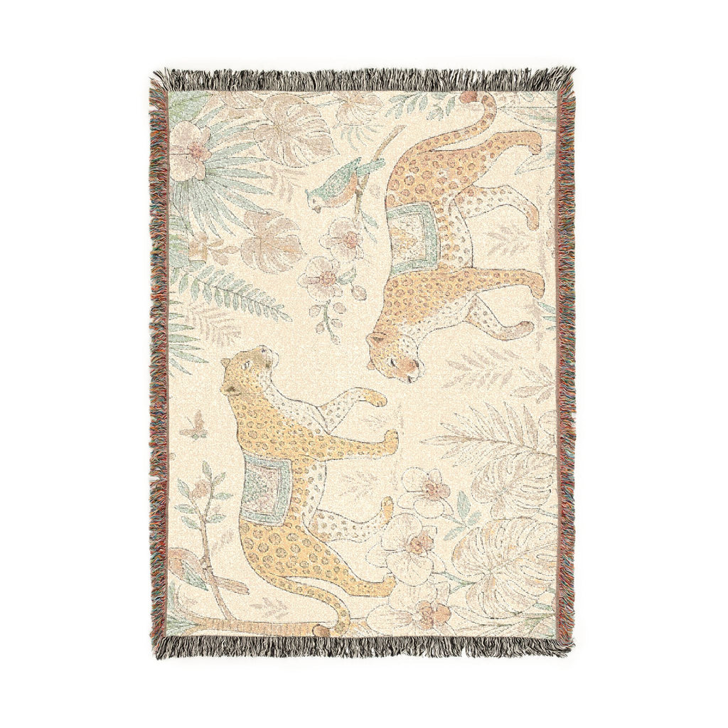 Tropical Leopard Woven Blanket I Animal Throw