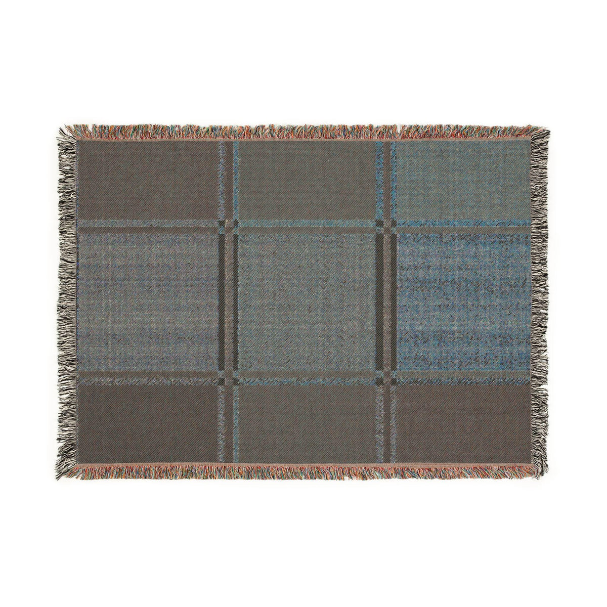 Plaid Patchwork Throw Blanket | Woven Fringe Cozy Living Room Decor