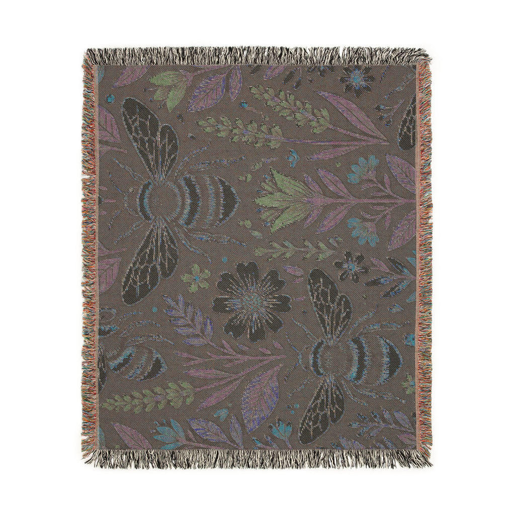 Bees and Wildflowers Woven Blanket | Bee Floral Throw