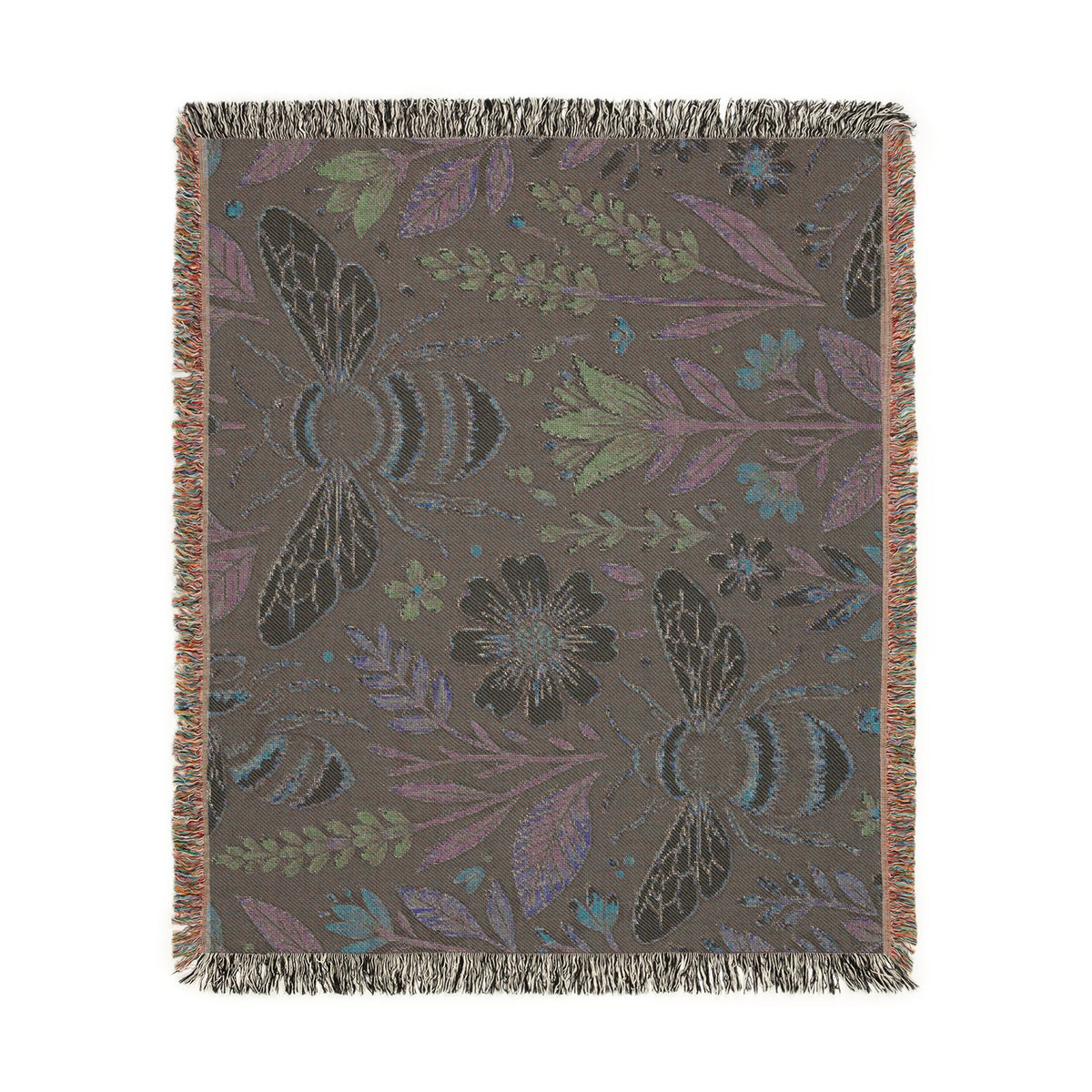 Bees and Wildflowers Woven Blanket | Bee Floral Throw
