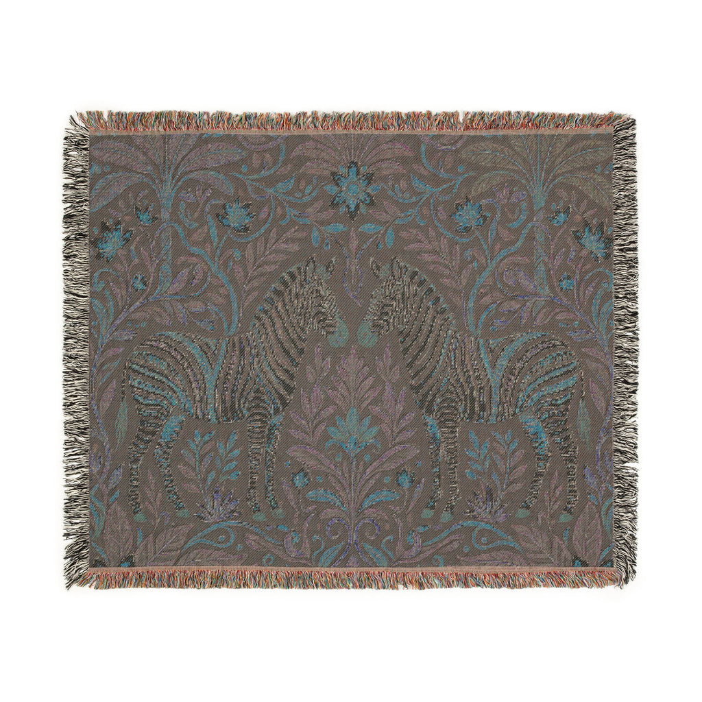 Zebra Tapestry Woven Blanket | Boho Vintage Floral Motif