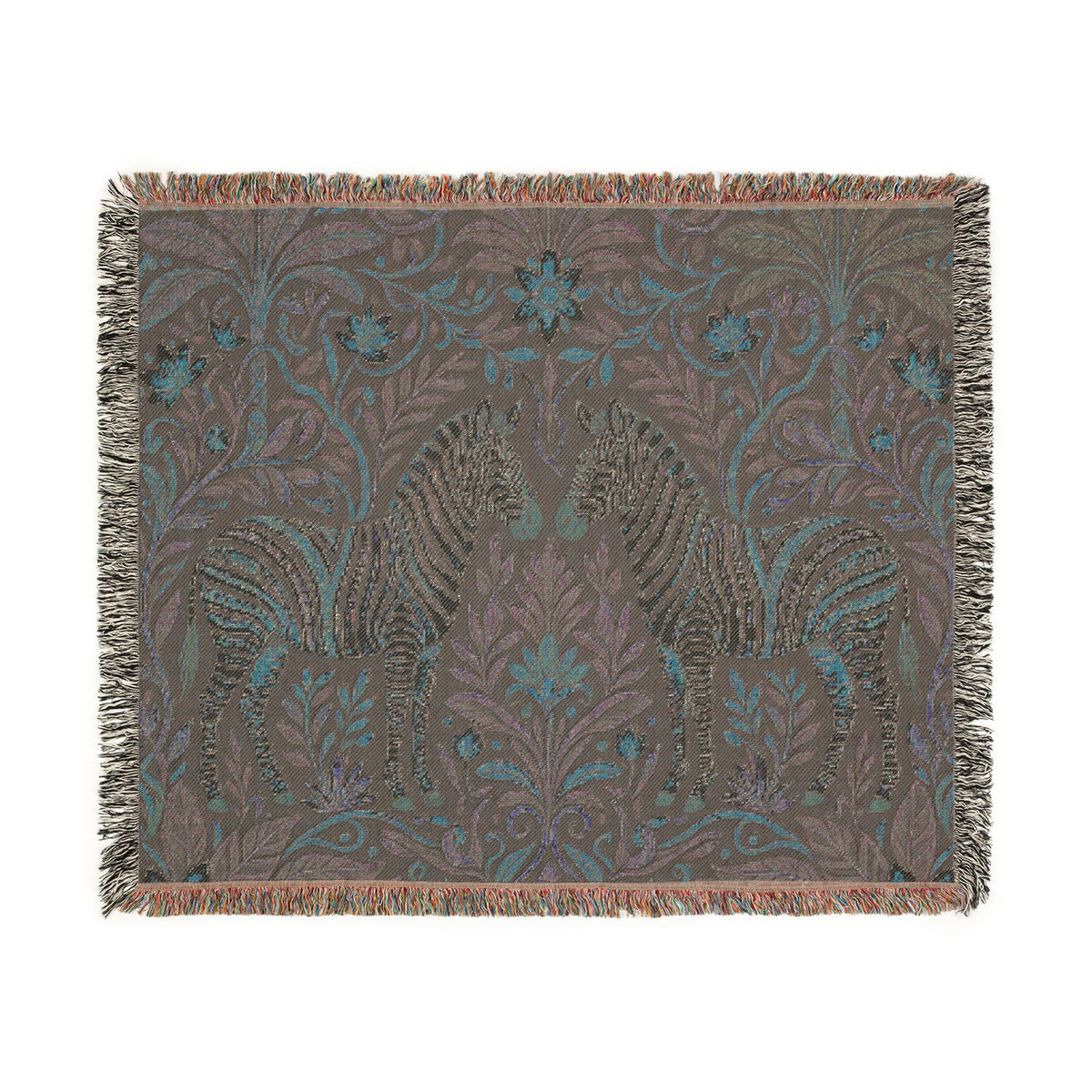 Zebra Tapestry Woven Blanket | Boho Vintage Floral Motif