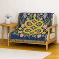 Floral Infinity Knot Woven Blanket | Boho Tapestry Throw