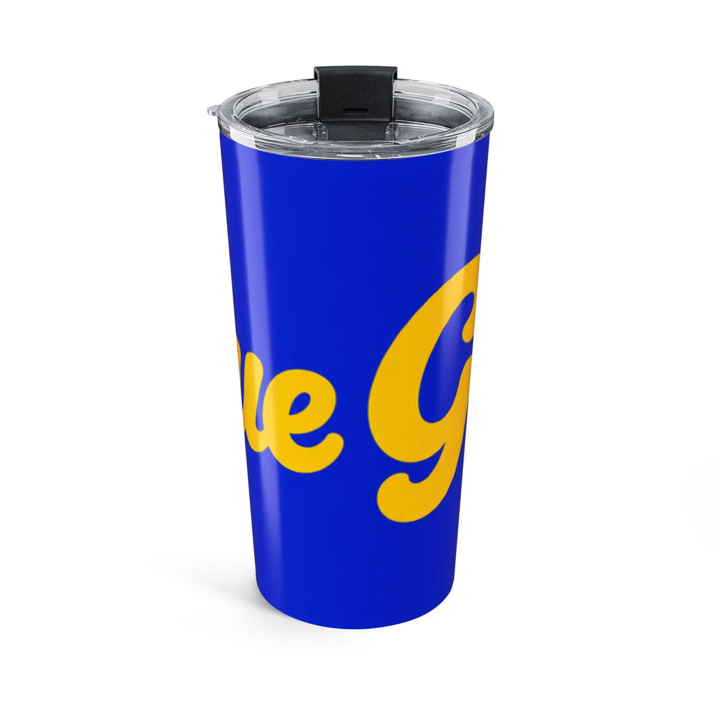 Go Blue Gold Script Logo Tumbler | 20oz Stainless Travel Cup