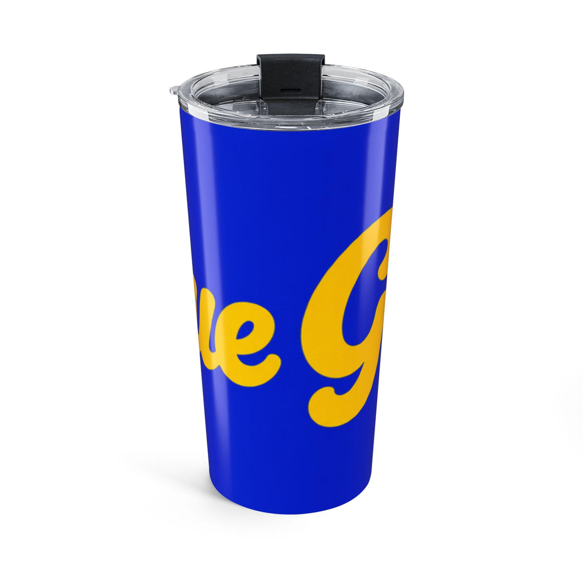 Go Blue Gold Script Logo Tumbler | 20oz Stainless Travel Cup