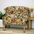 Pomegranate Olive Branch Woven Blanket | Botanical Throw
