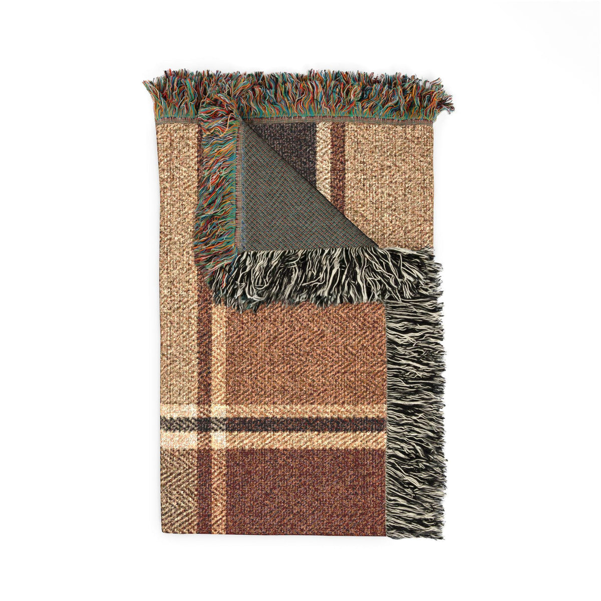 Plaid Patchwork Throw Blanket | Woven Fringe Cozy Living Room Decor