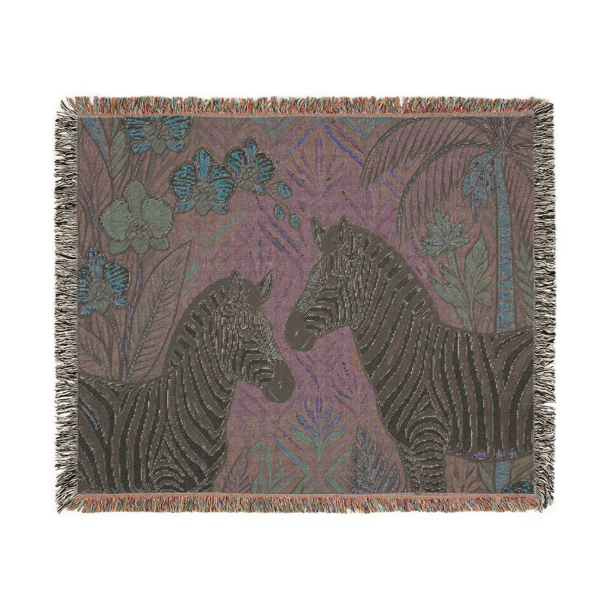 Zebra Jungle Illustration Woven Blanket | Safari Animal Throw