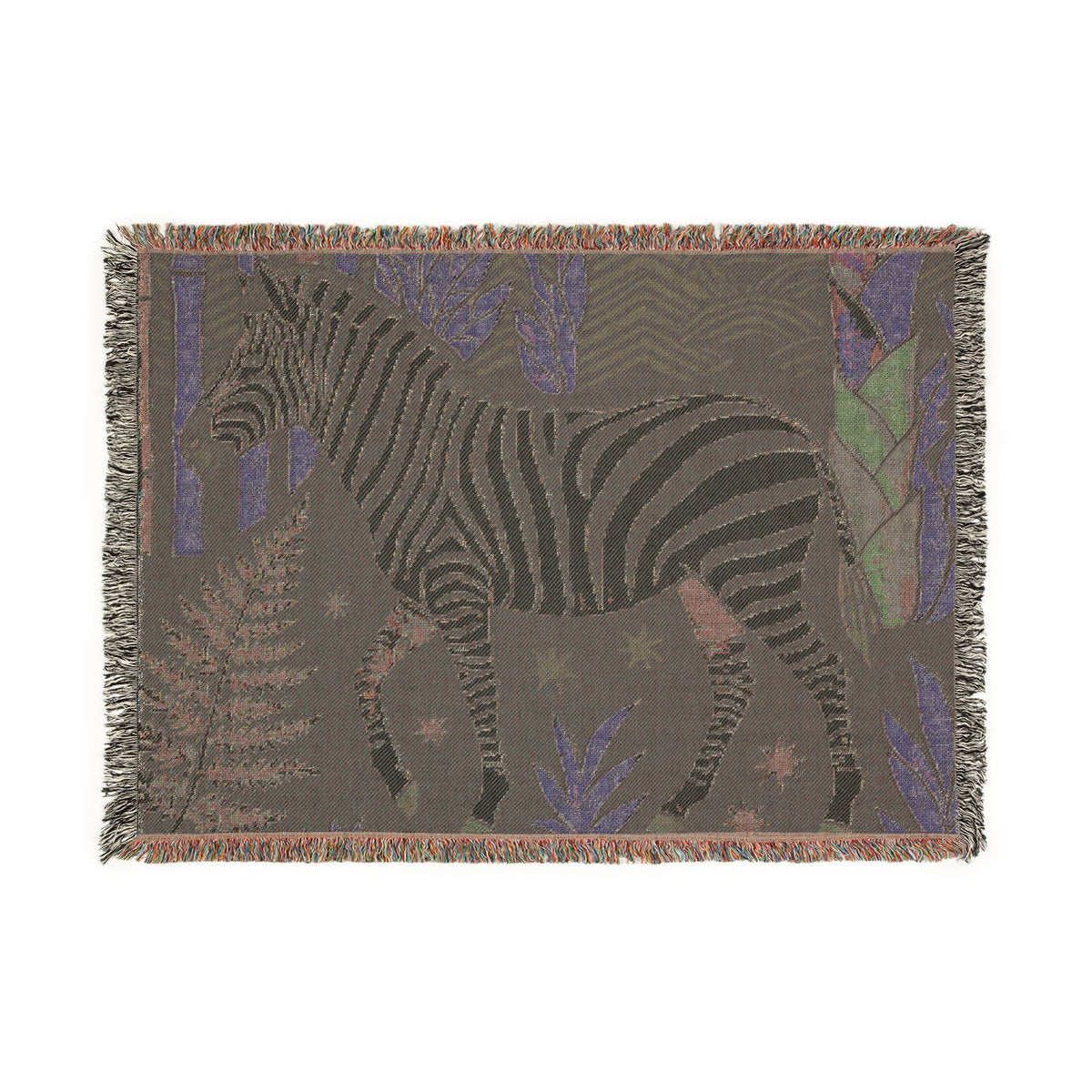 Zebra Jungle Woven Blanket | Tropical Safari Throw
