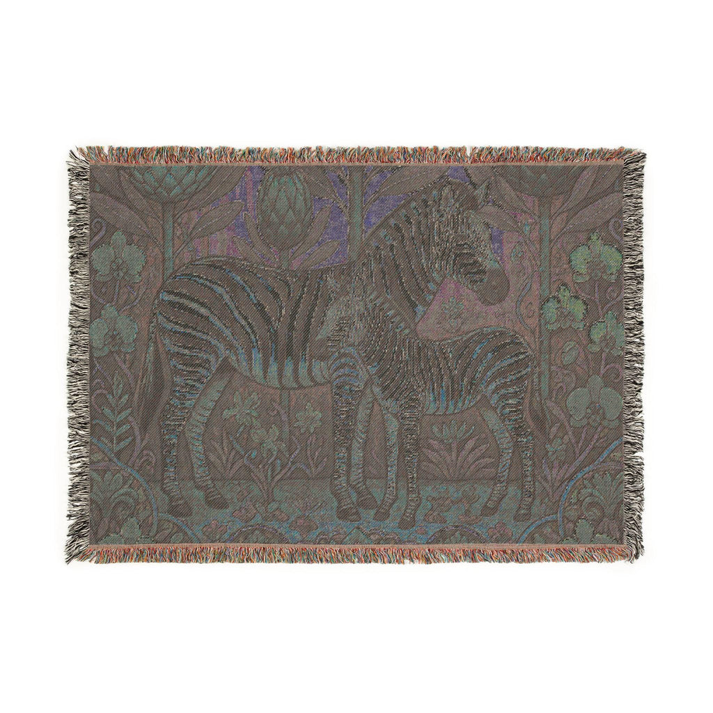 Zebra Mother and Foal woven blanket | Safari Nursery Tapestry Throw