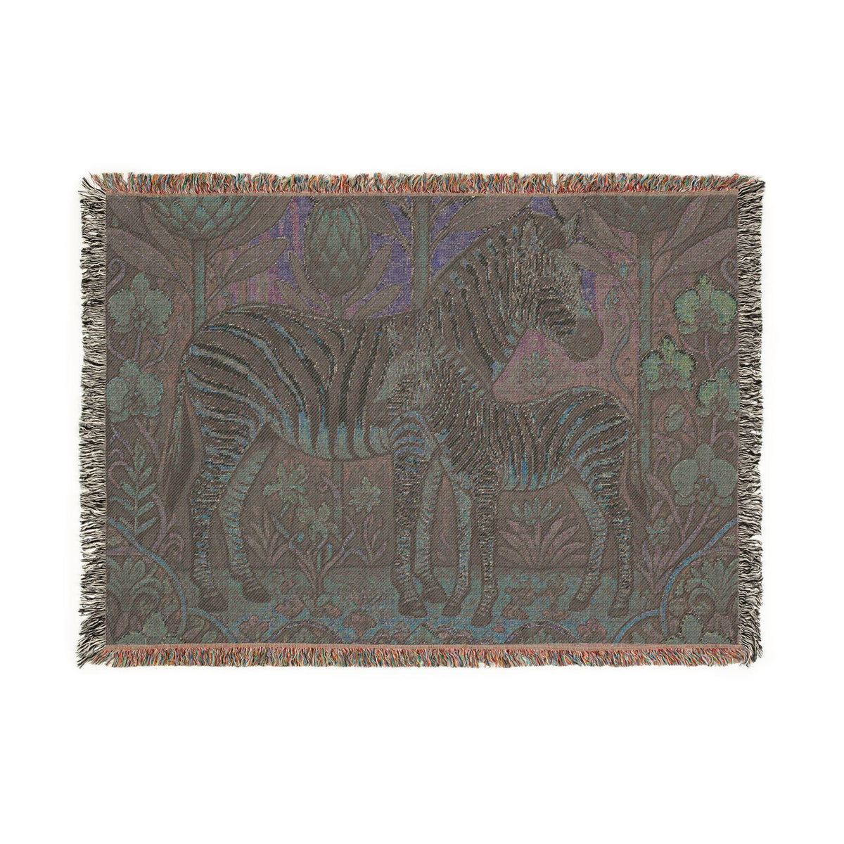 Zebra Mother and Foal woven blanket | Safari Nursery Tapestry Throw