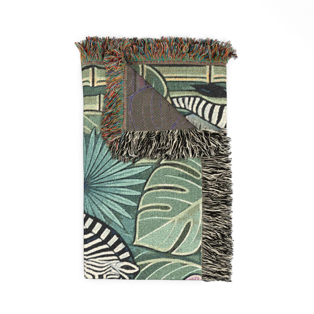 Art Deco Zebra Tapestry Woven Blanket | Jungle Palm Motif