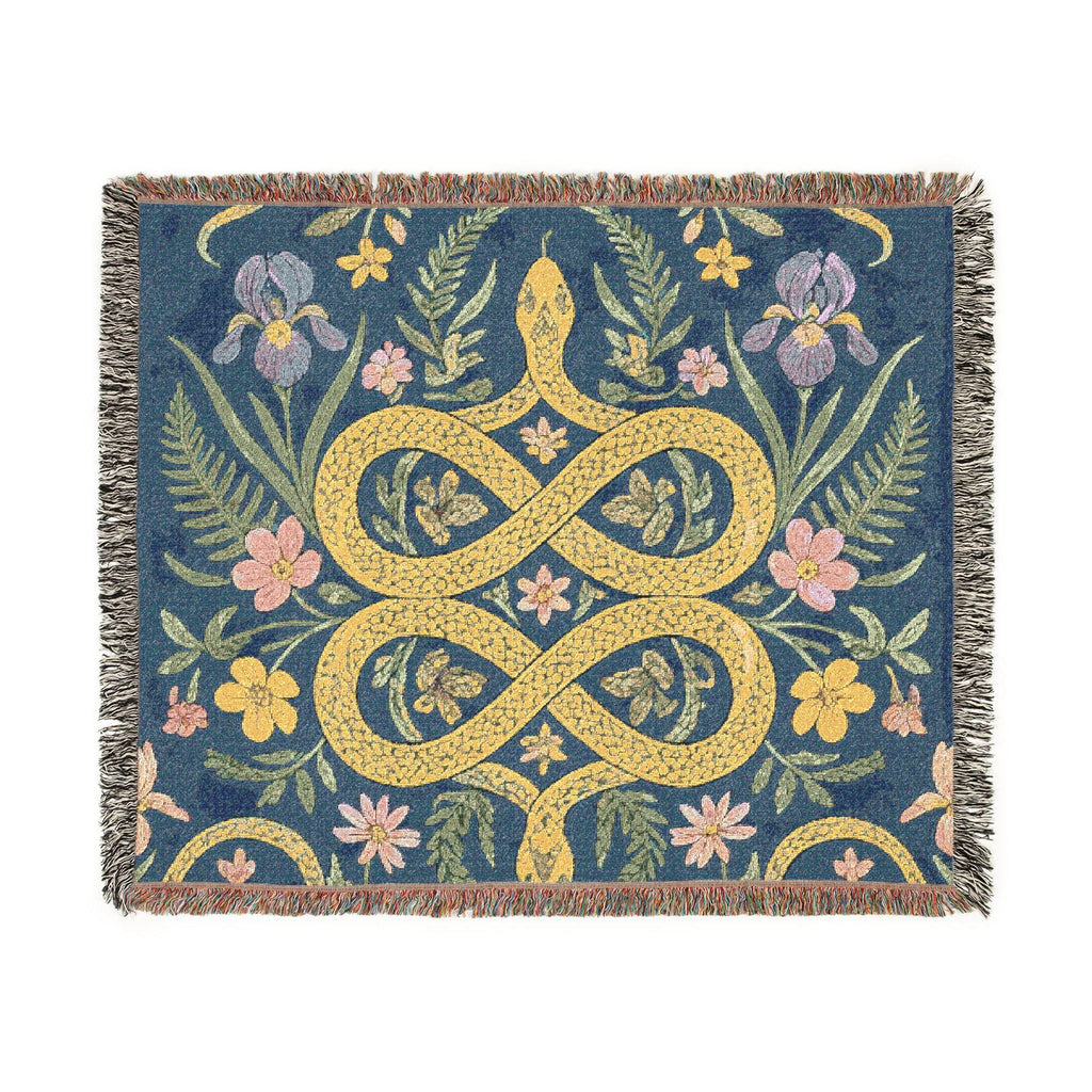 Floral Infinity Knot Woven Blanket | Boho Tapestry Throw