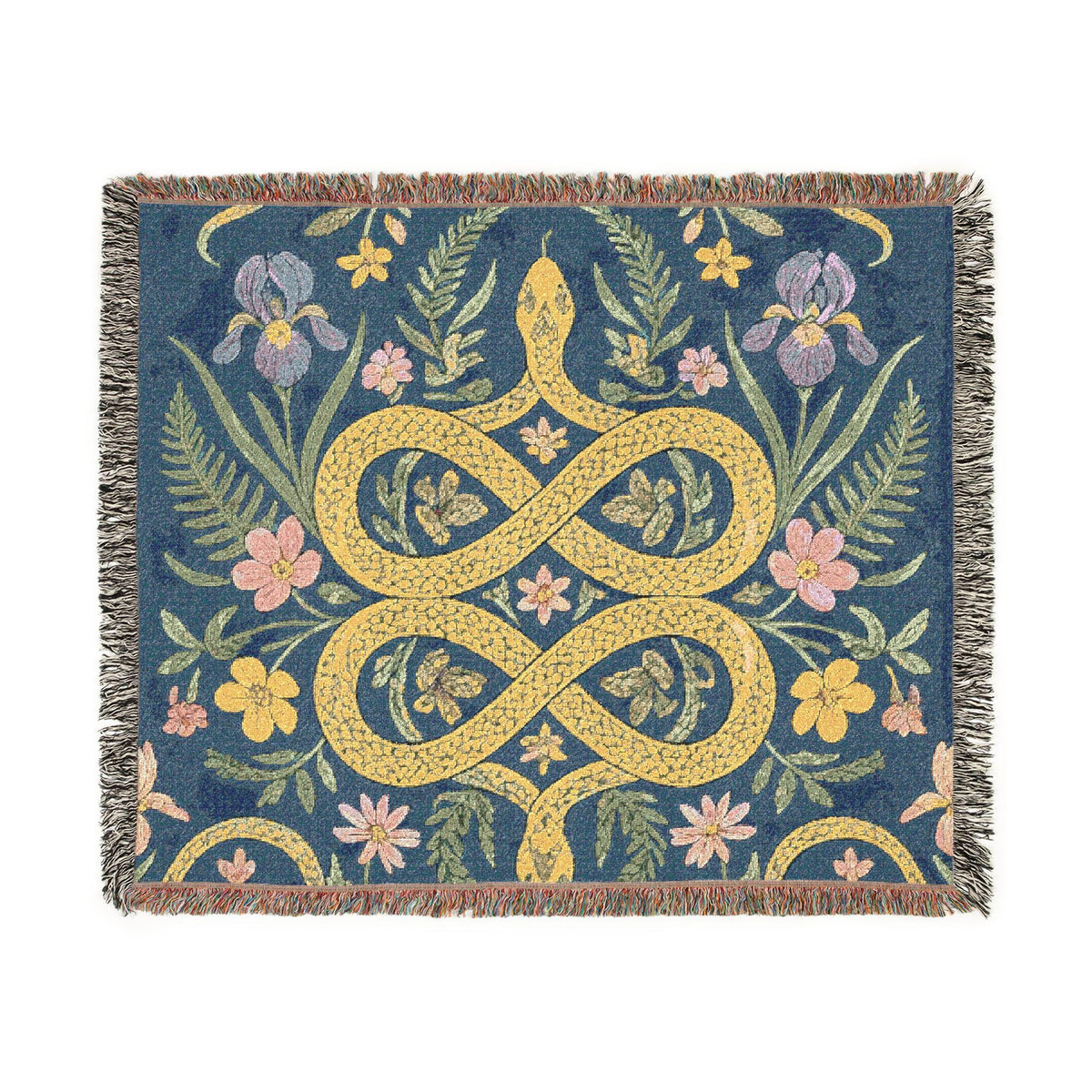 Floral Infinity Knot Woven Blanket | Boho Tapestry Throw